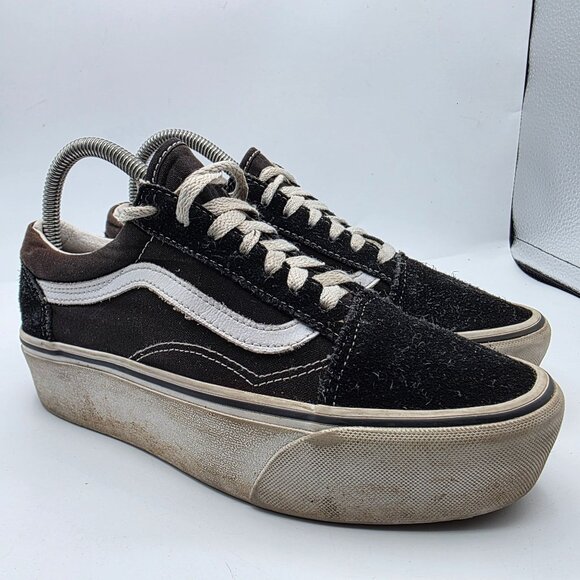 Vans Old Skool Womens 7 Platform Sneakers Black White Skate Shoes Classic - Picture 1 of 13